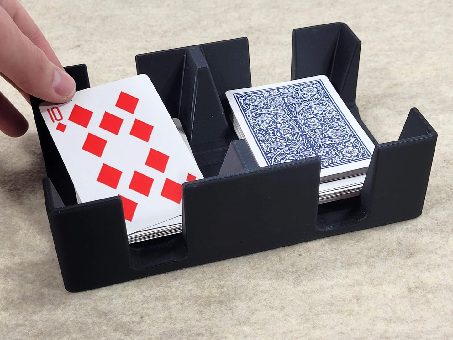 4 Deck Playing Card Tray: Holds 2 decks on each side, Extra Deep - Made in USA