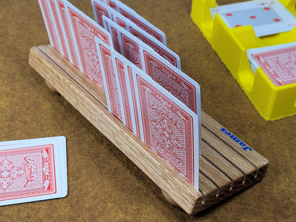 Red Oak Wood Playing Cardholder: Game Accessory with Optional Personalization