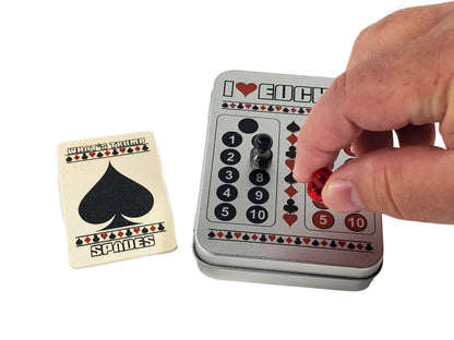 I Heart Euchre Scorekeeper Tin Set: Playing Cards & Magnetic Score