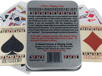 I Heart Euchre Scorekeeper Tin Set: Playing Cards & Magnetic Score