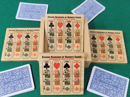 Euchre Card Rankings: Bamboo Coasters with Holder