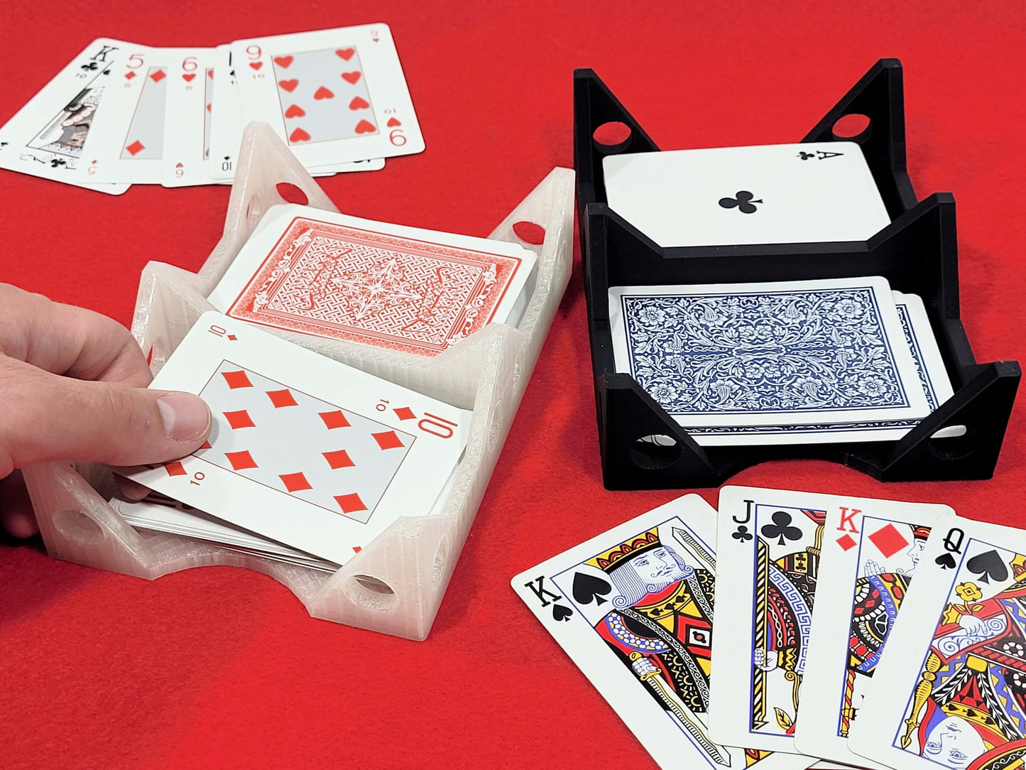 Durable Plastic Card Deck Holder: Holes Design, Trading & Strategy Games - Made in USA
