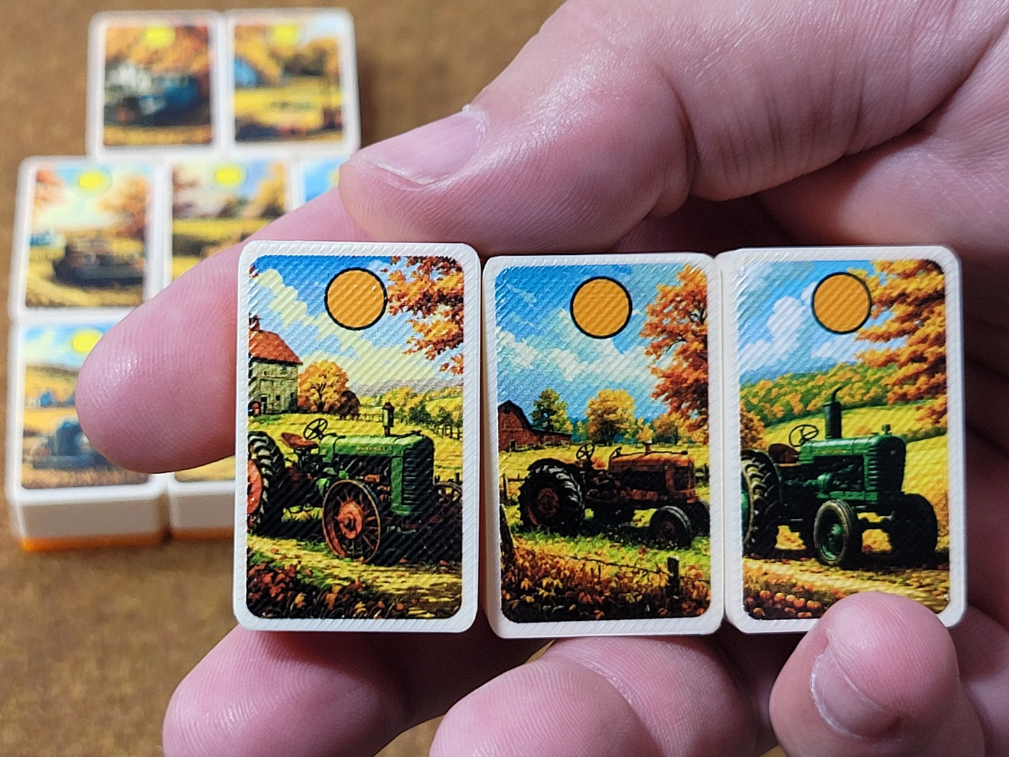 Trucks and Tractors Mahjong Tile Game: Seaside Escape, Farm Theme - Made in USA