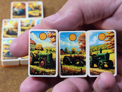 Trucks and Tractors Mahjong Tile Game: Seaside Escape, Farm Theme - Made in USA