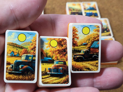 Trucks and Tractors Mahjong Tile Game: Seaside Escape, Farm Theme - Made in USA
