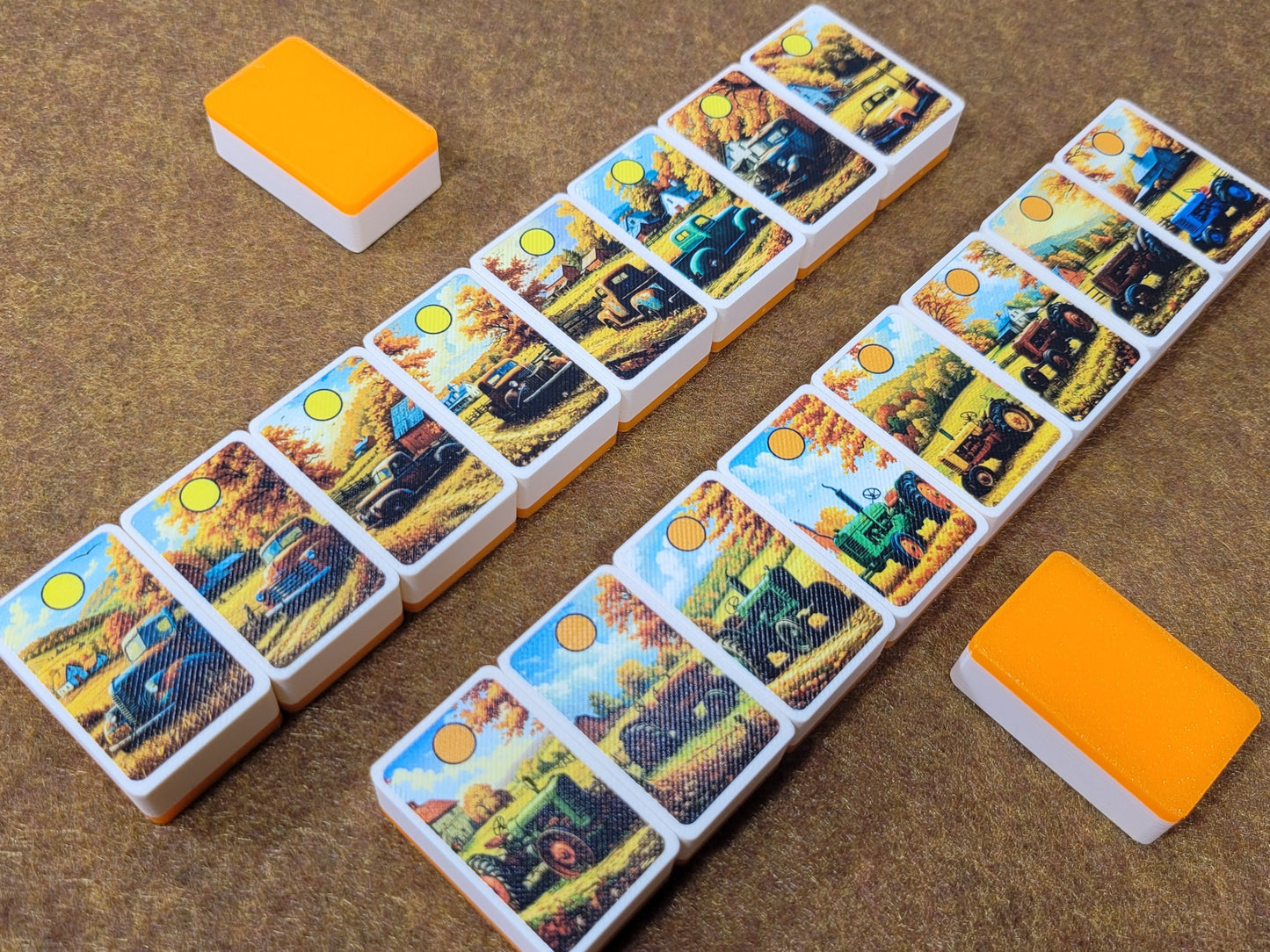 Trucks and Tractors Mahjong Tile Game: Seaside Escape, Farm Theme - Made in USA