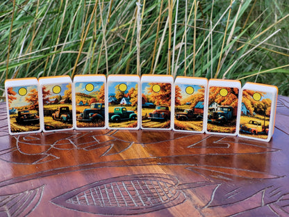 Trucks and Tractors Mahjong Tile Game: Seaside Escape, Farm Theme - Made in USA