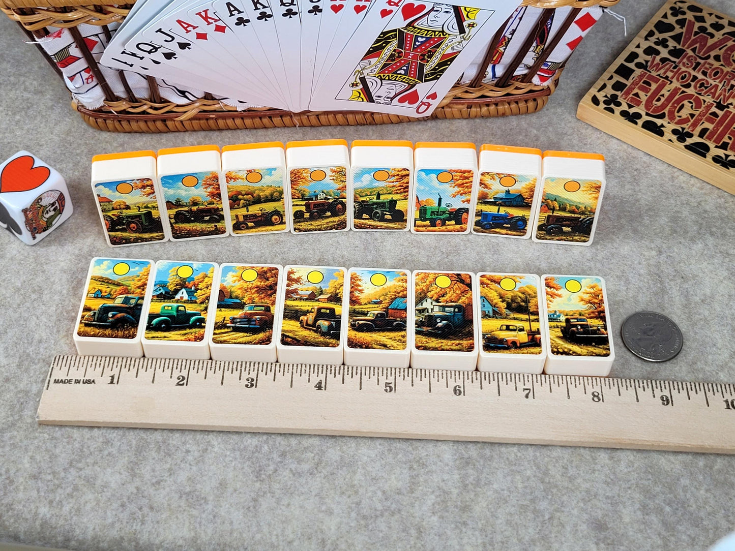 Trucks and Tractors Mahjong Tile Game: Seaside Escape, Farm Theme - Made in USA