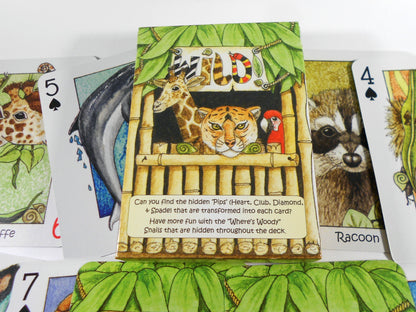 Wild! Deck of Playing Cards - Unique Seek-N-Find feature where you find hidden images in cards - Features artwork of animals by Peter Wood
