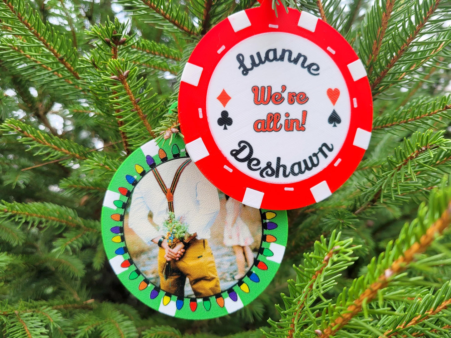 Personalized Poker Chip Christmas Ornament: Photo Keepsake, Made in USA