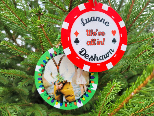 Personalized Poker Chip Christmas Ornament: Photo Keepsake, Made in USA