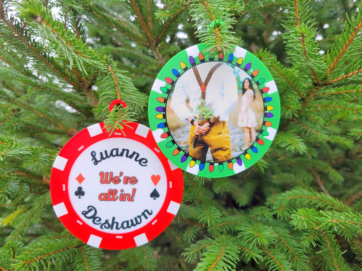 Personalized Poker Chip Christmas Ornament: Photo Keepsake, Made in USA