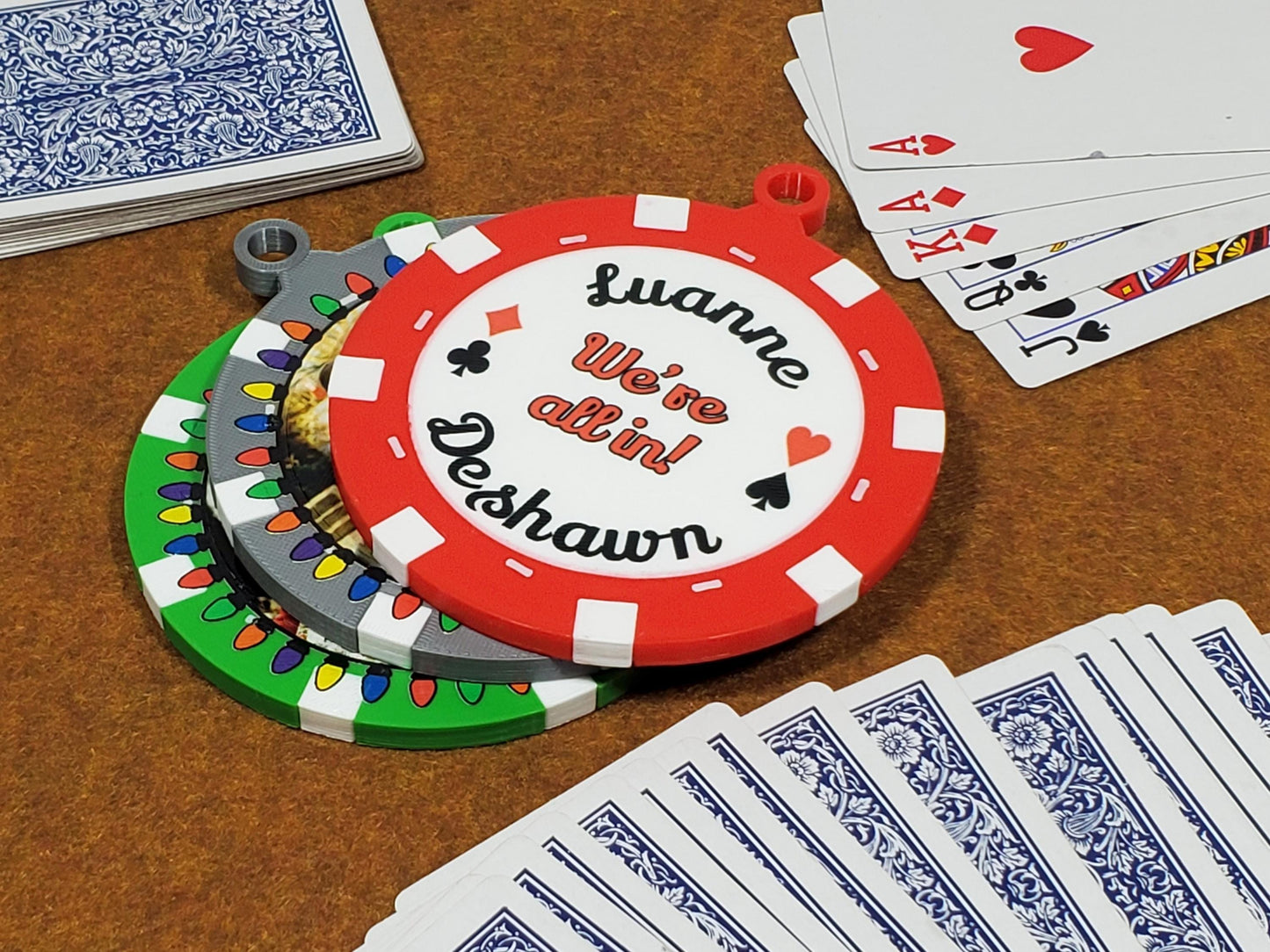 Personalized Poker Chip Christmas Ornament: Photo Keepsake, Made in USA