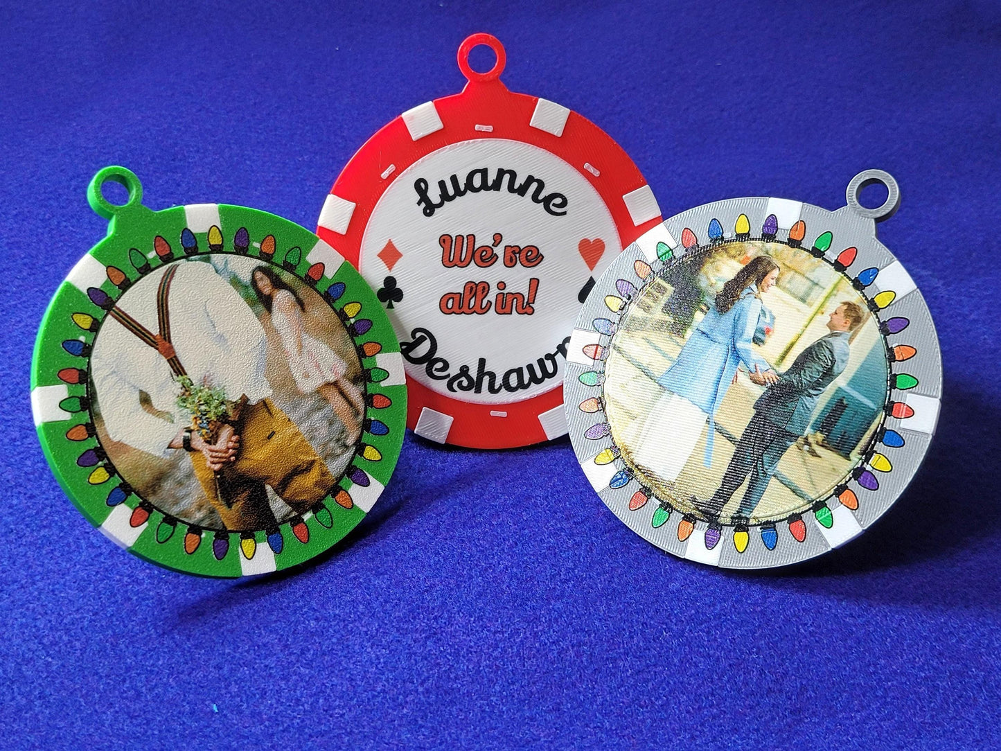 Personalized Poker Chip Christmas Ornament: Photo Keepsake, Made in USA