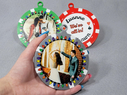Personalized Poker Chip Christmas Ornament: Photo Keepsake, Made in USA