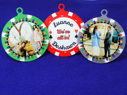 Personalized Poker Chip Christmas Ornament: Photo Keepsake, Made in USA