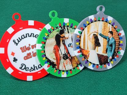 Personalized Poker Chip Christmas Ornament: Photo Keepsake, Made in USA