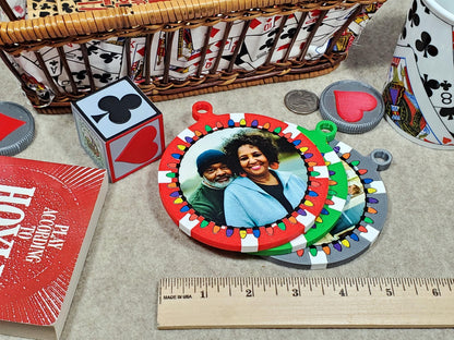 Personalized Poker Chip Christmas Ornament: Photo Keepsake, Made in USA