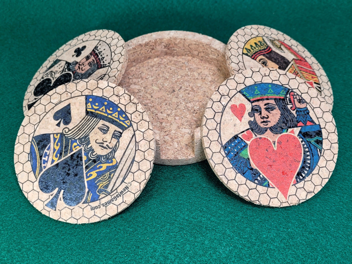 Corked Royalty Coaster Set: Card Player Gift, Poker, Euchre, Bridge