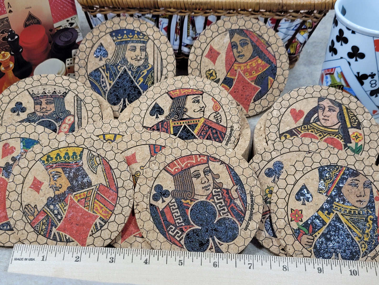 Corked Royalty Coaster Set: Card Player Gift, Poker, Euchre, Bridge