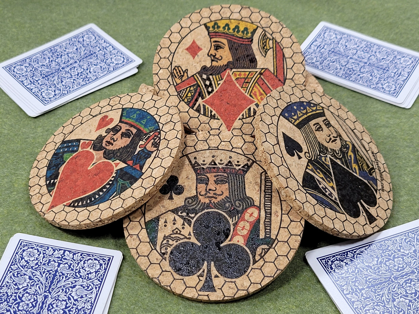 Corked Royalty Coaster Set: Card Player Gift, Poker, Euchre, Bridge