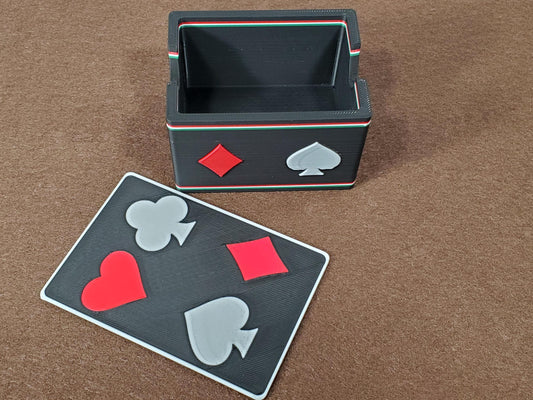 Suited Playing Card Caddy: Ritzy Design Holds Extra Decks with Cut Card