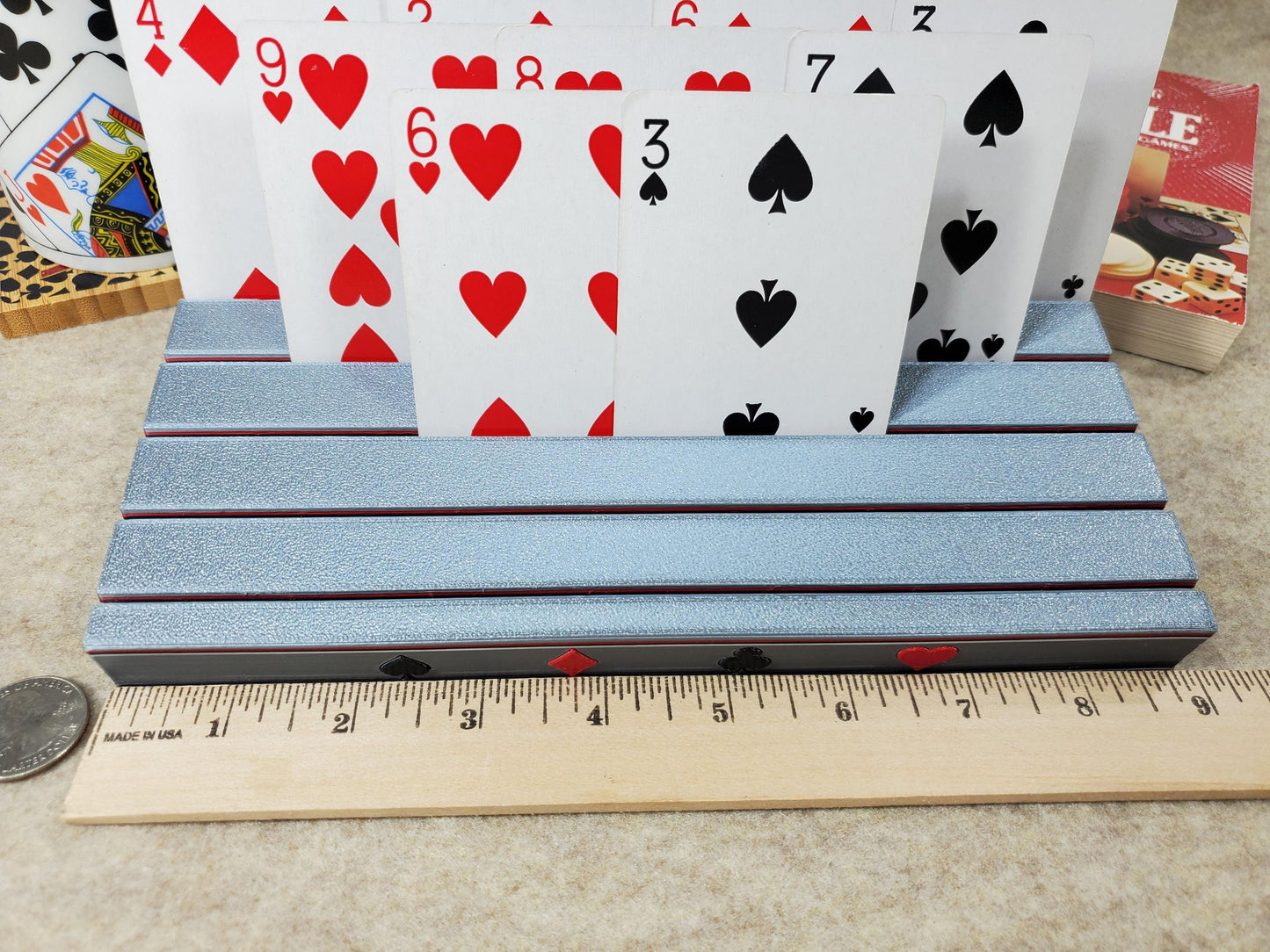 Suited Playing Cardholder: Ritzy Design, Holds about 50 playing cards