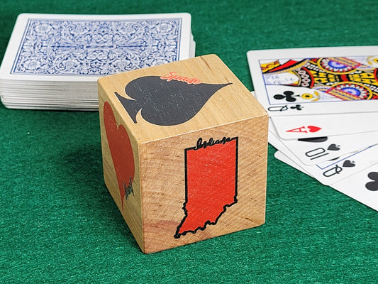 American State Trump Marker: Euchre, Pinochle, Bridge - Handmade Wood Cube