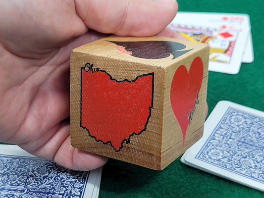 American State Trump Marker: Euchre, Pinochle, Bridge - Handmade Wood Cube