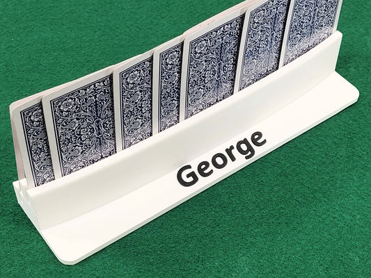 Personalize Playing cardholder: Curved, Two-Tier Plastic Stand, US Made