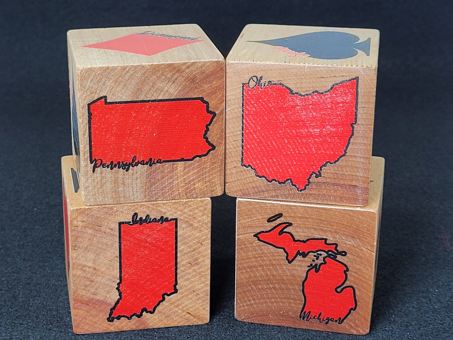 American State Trump Marker: Euchre, Pinochle, Bridge - Handmade Wood Cube