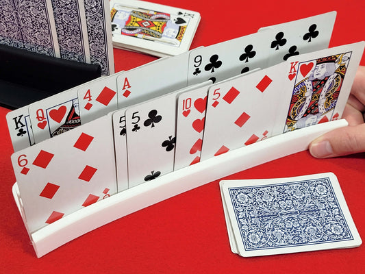 Personalize Playing cardholder: Curved, Two-Tier Plastic Stand, US Made