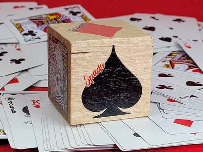 American State Trump Marker: Euchre, Pinochle, Bridge - Handmade Wood Cube