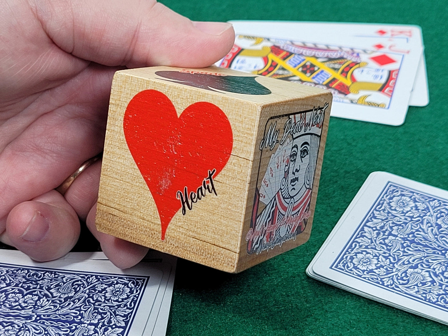 American State Trump Marker: Euchre, Pinochle, Bridge - Handmade Wood Cube