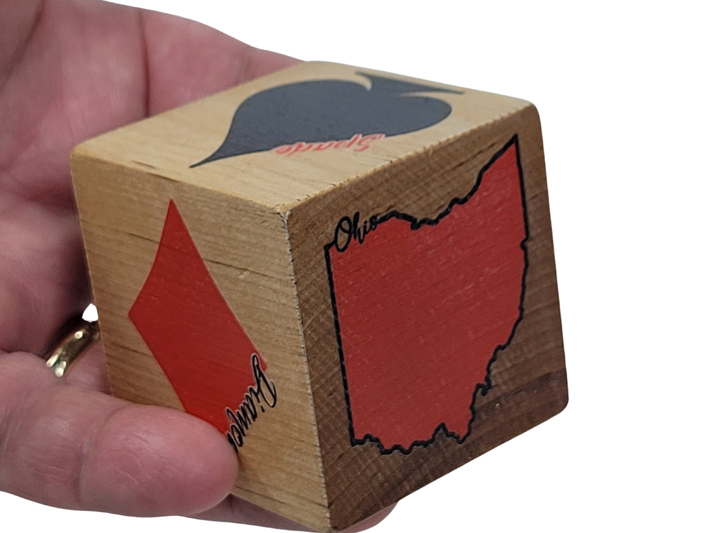 American State Trump Marker: Euchre, Pinochle, Bridge - Handmade Wood Cube