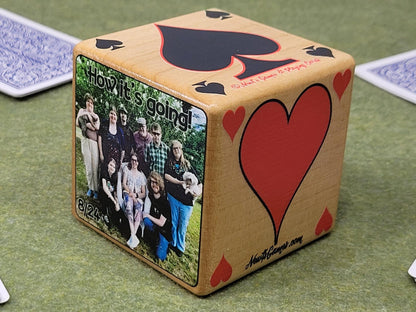 Personalized Photo Card Game Marker: Stained Wood Cube, Euchre, Pinochle Bridge