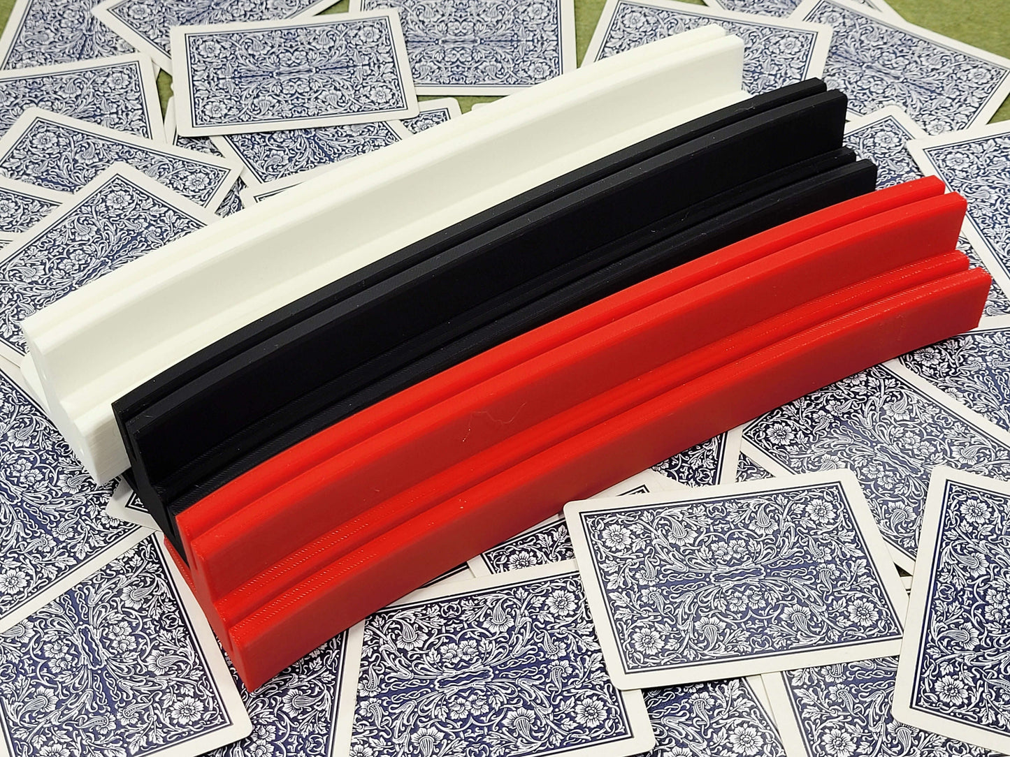 Personalize Playing cardholder: Curved, Two-Tier Plastic Stand, US Made