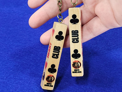 Lucky Wood Card Suit Keychain: Poker, Bridge, Euchre - Includes 2