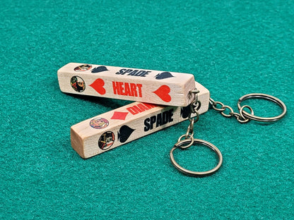 Lucky Wood Card Suit Keychain: Poker, Bridge, Euchre - Includes 2