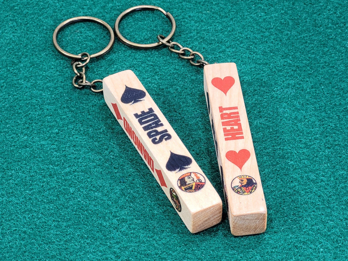 Lucky Wood Card Suit Keychain: Poker, Bridge, Euchre - Includes 2