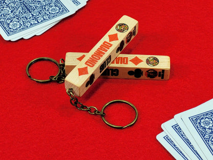 Lucky Wood Card Suit Keychain: Poker, Bridge, Euchre - Includes 2