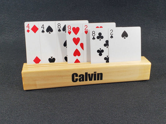 Wood Playing Card Holder: 3-Tier Pine, Can be Personalized
