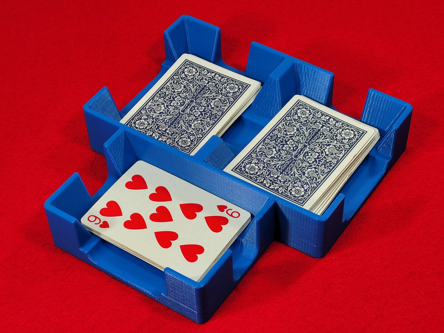 3 or 9 deck Playing Card Tray: Sidecard Caddy for Samba, Hand and Foot