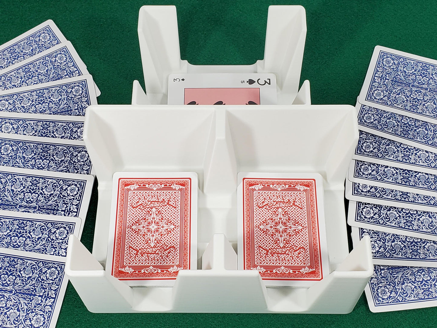 3 or 9 deck Playing Card Tray: Sidecard Caddy for Samba, Hand and Foot