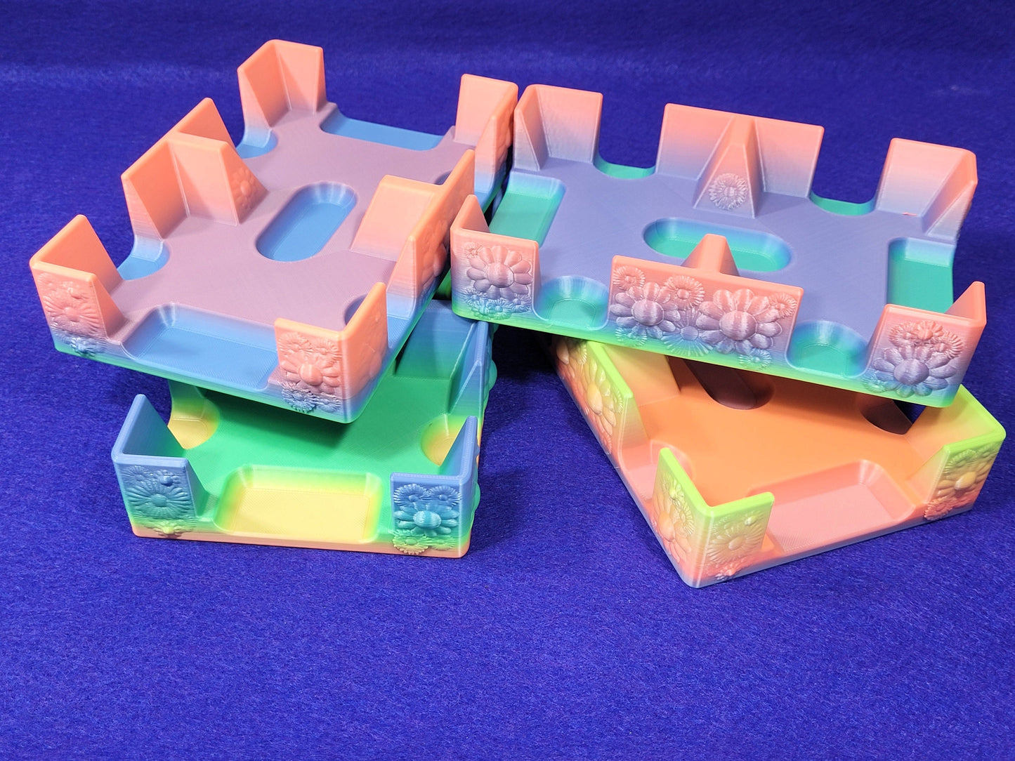 Flower Playing Card Tray: Multi-Color Plastic Card - Made in USA