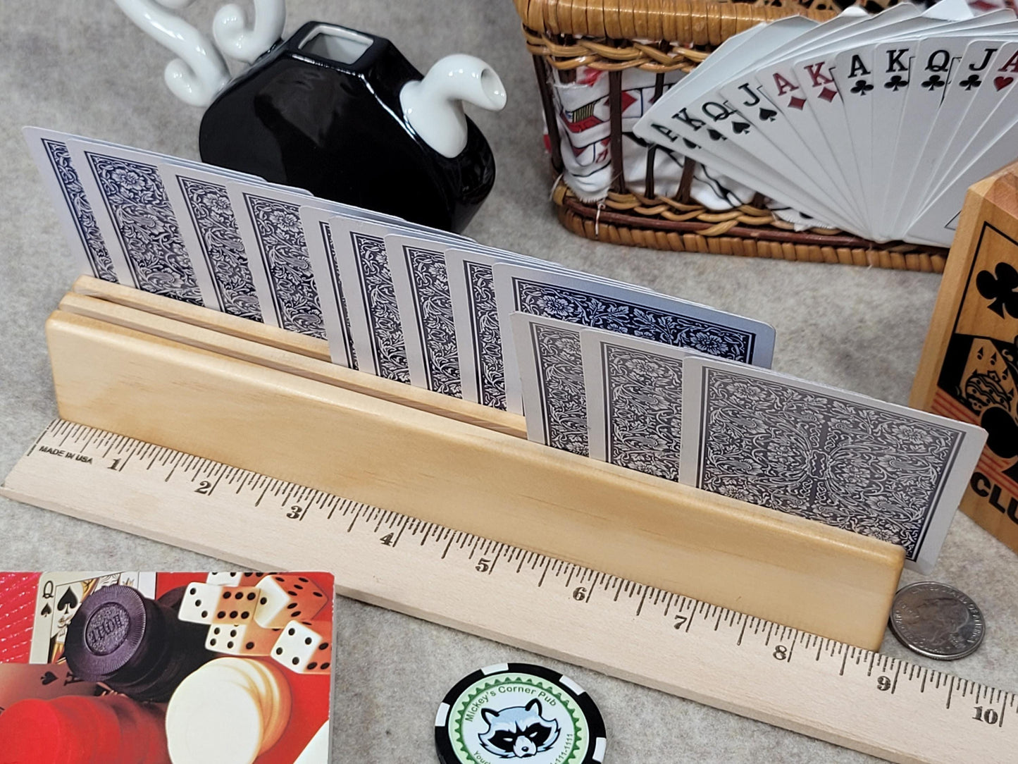 Wood Playing Card Holder: 3-Tier Pine, Can be Personalized