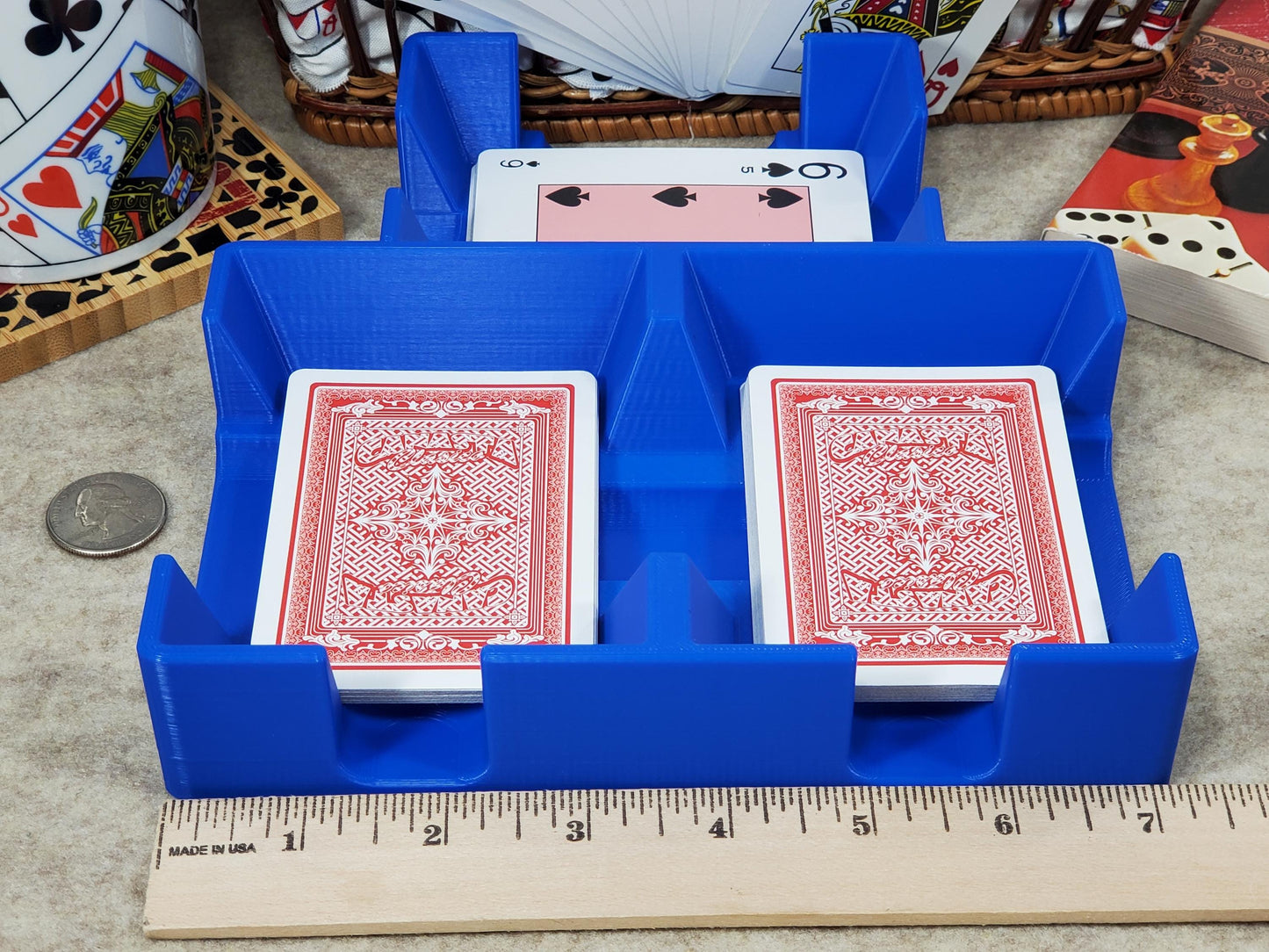 3 or 9 deck Playing Card Tray: Sidecard Caddy for Samba, Hand and Foot