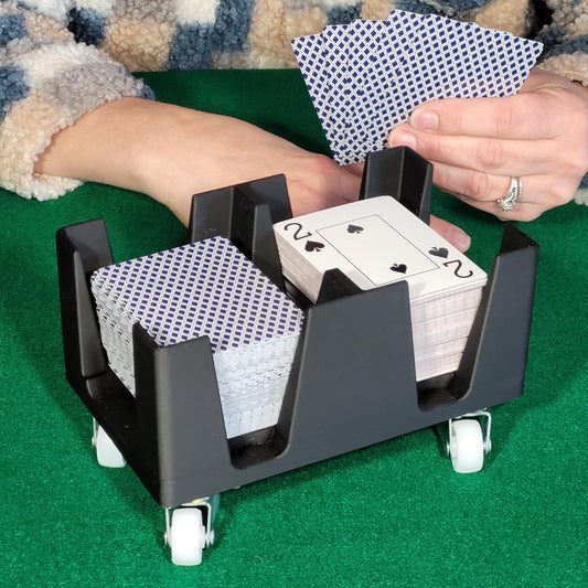 Gliding Playing Card Tray: Heavy duty wheels help it slide across surfaces for card games