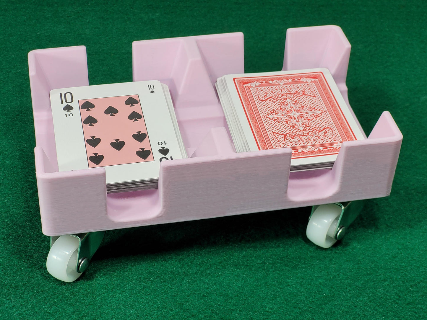 Gliding Playing Card Tray: Heavy duty wheels help it slide across surfaces for card games