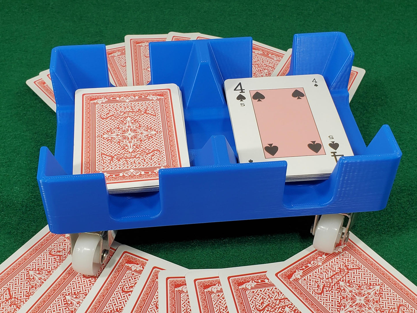 Gliding Playing Card Tray: Heavy duty wheels help it slide across surfaces for card games